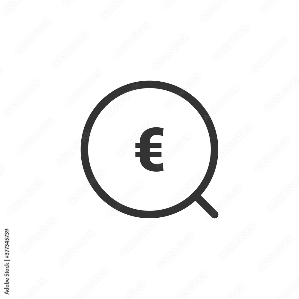 Looking for euro icon. Search symbol modern, simple, vector, icon for website design, mobile app, ui. Vector Illustration Looking for euro icon. Search symbol modern, simple, vector, icon for website design, mobile app, ui. Vector Illustration