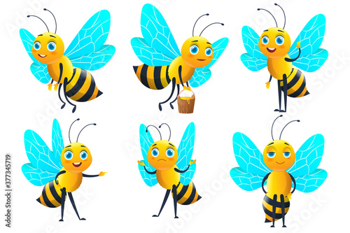 Collection of cute bee. Character set © NADIIA