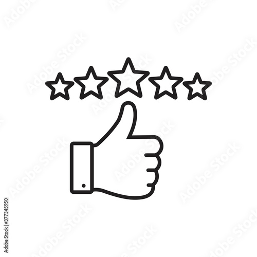 customer review icon in line style, quality rating vector illustration isolated on white background, feedback, five stars business concept, editable stroke,