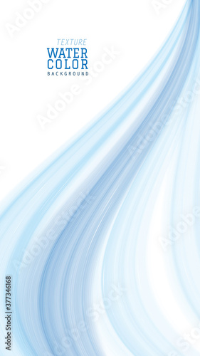 Modern bright blue wave abstract vertical background with watercolor