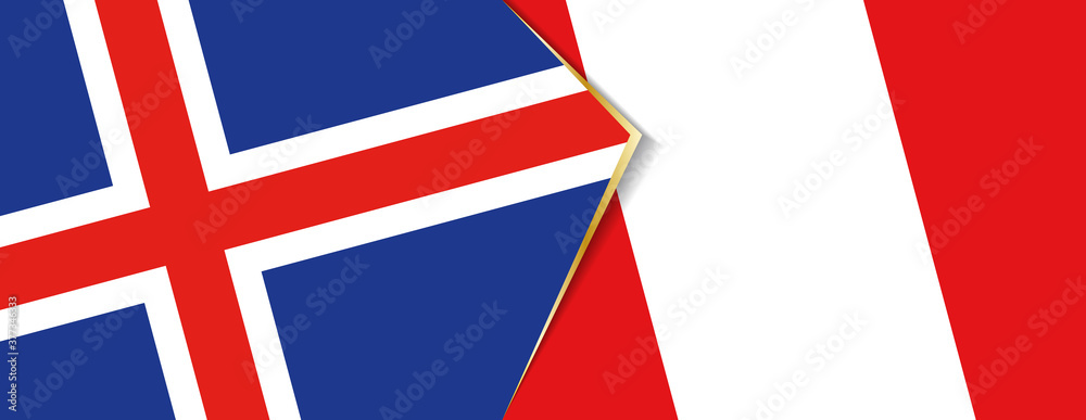 Iceland and Peru flags, two vector flags.