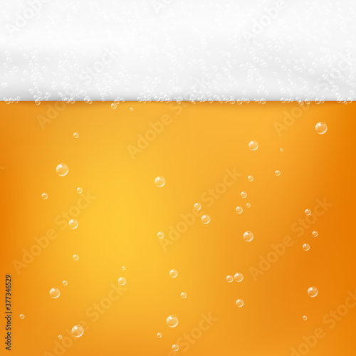 Beer texture alcohol drink. Cold fresh beer with foam and bubbles. Vector