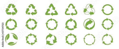 Recycle icon set. Recycling Vector Isolated on white background. Recycle sign or symbol