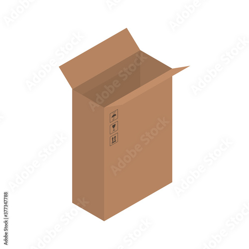 Cardboard brown box, crate box 3d, isometric box.