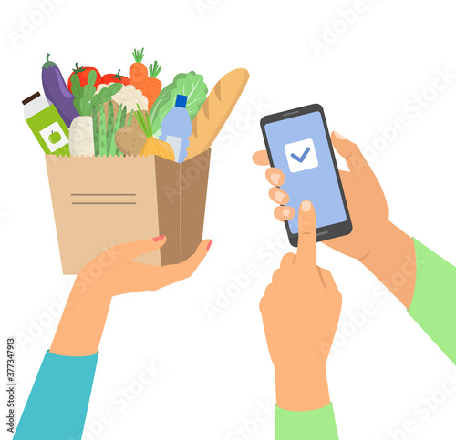 Online grocery shopping concept, order food.
