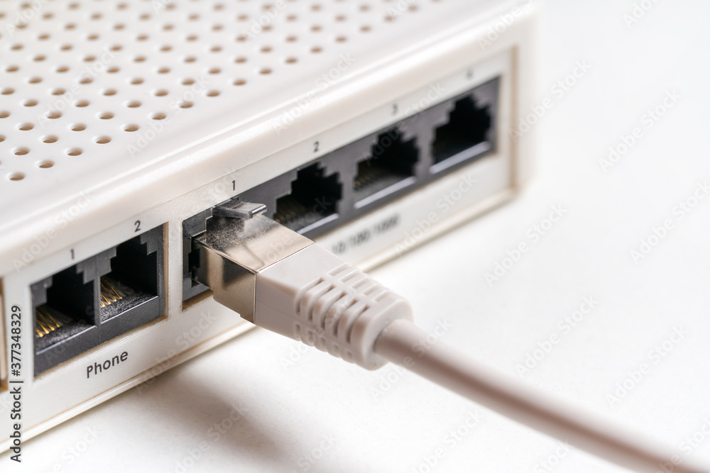 LAN network connection. Ethernet cable connected to router . LAN network connection. Ethernet cable connected to router .
