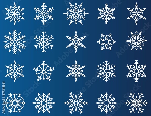 Snowflake vector Christmas icon set, snowflake winter icon symbol 