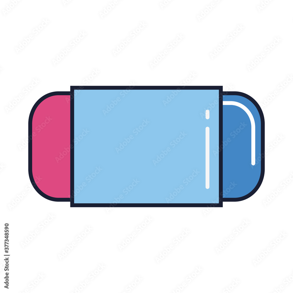 eraser supply education, line and fill style icon vector illustration design eraser supply education, line and fill style icon vector illustration design