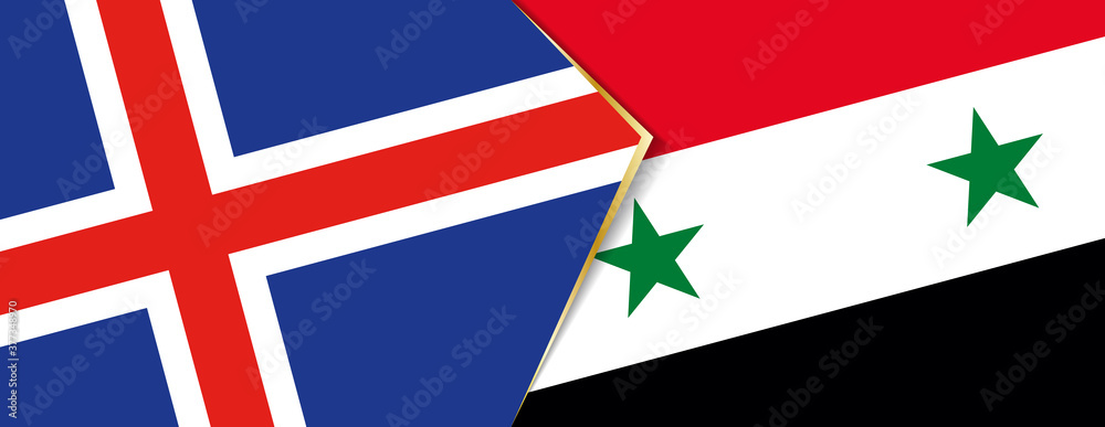 Iceland and Syria flags, two vector flags.