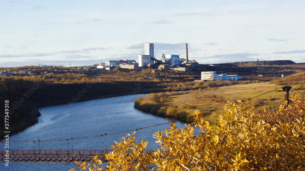 view of the river and the mine city of Vorkuta mine view of the river and the mine city of Vorkuta mine
