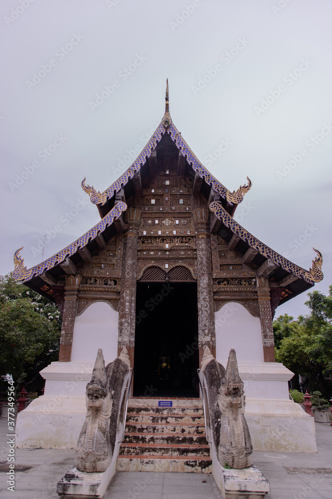 Chiangmai, Thailand - Sep 07, 2020 : Wat phan tao is a beautiful wooden temple in chiang mai. Selective focus.
