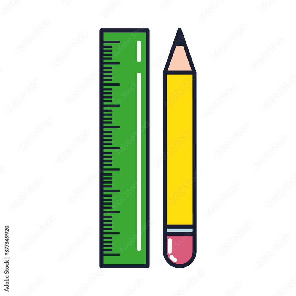 ruler with pencil, line and fill style icon vector illustration design ruler with pencil, line and fill style icon vector illustration design