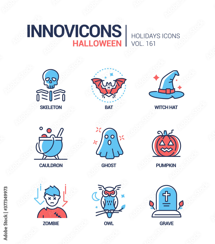 Halloween symbols - modern line design style icons set Halloween symbols - modern line design style icons set