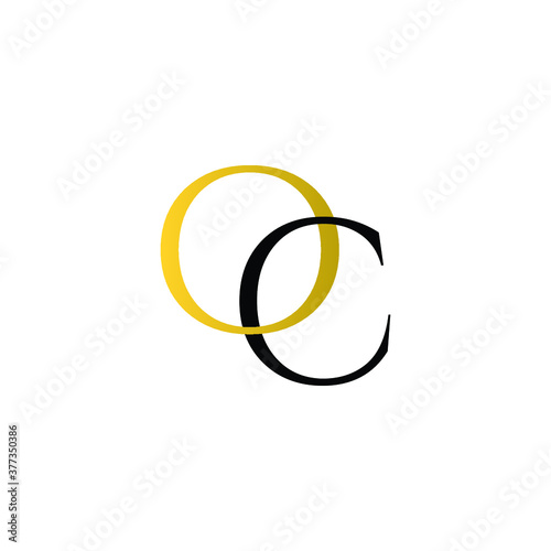 Initial Letter OC CO Intersected Monogram Logo in Gold and black color.