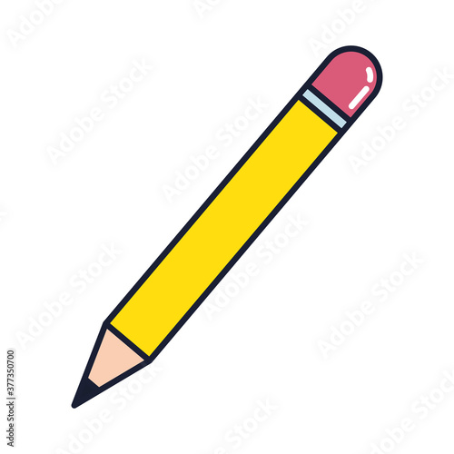 pencil with eraser, line and fill style icon vector illustration design