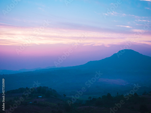 Beautiful mountain view in the morning at khao kho, Phetchabun Province, Thailand