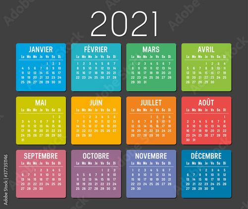 Calendrier Agenda 2021 couleur
