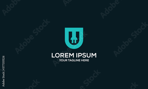 Letter U With Plug Vector Logo Design inspirations