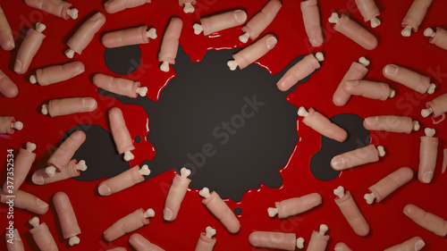 Konstfotografi 3d rendered background with severed fingers in a pool of blood