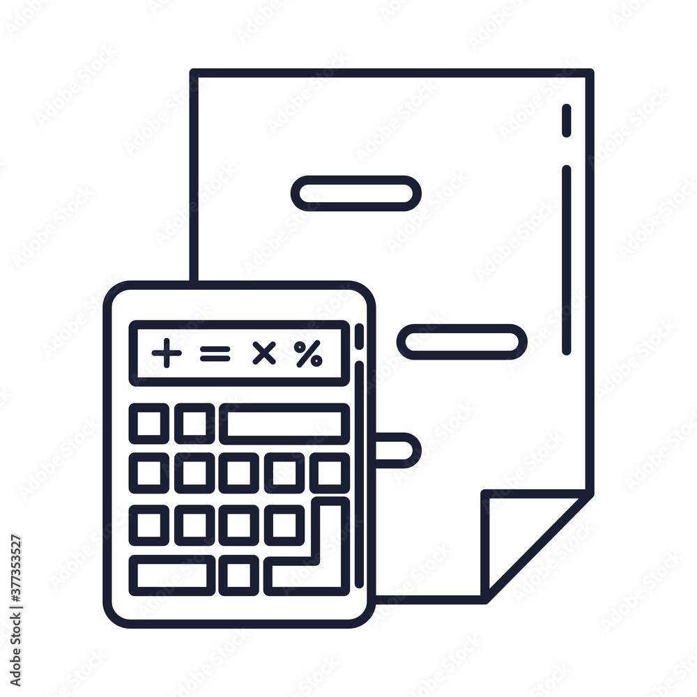 calculator math with document, line style icon vector illustration design calculator math with document, line style icon vector illustration design