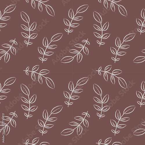 seamless pattern with sprigs of plants for printing on notebooks, backpacks, clothes, fabric