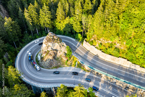 Kreuzfelsenkurve, a hairpin turn in the Black Forest Mountains, Germany