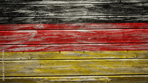 Germany flag painted on weathered wood planks