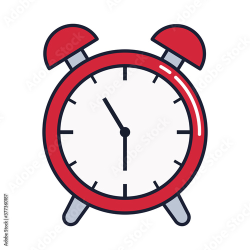 alarm clock, wake up time, line and fill style icon vector illustration design