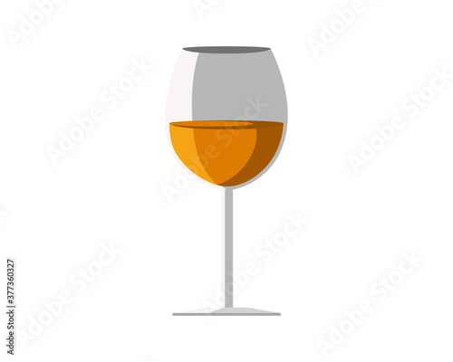 White wine in wineglass. Vector illustration