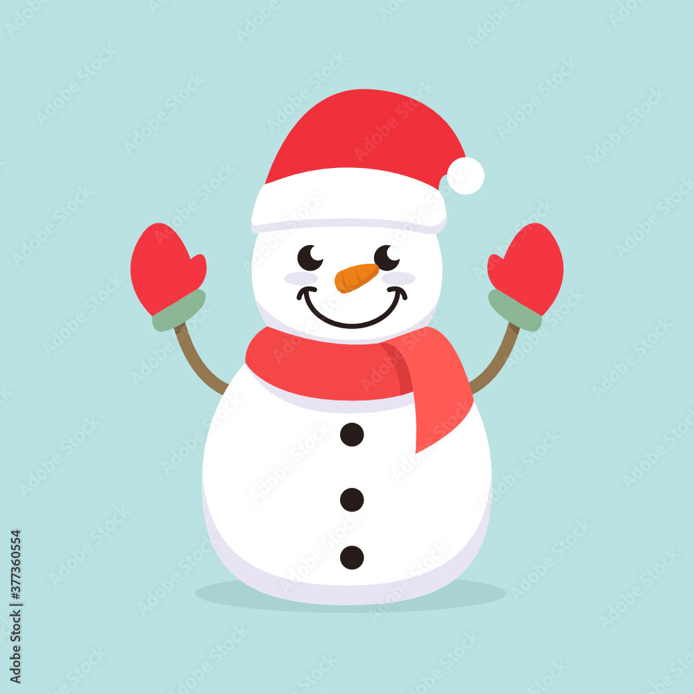 Cute Snowman mascot logo design illustration