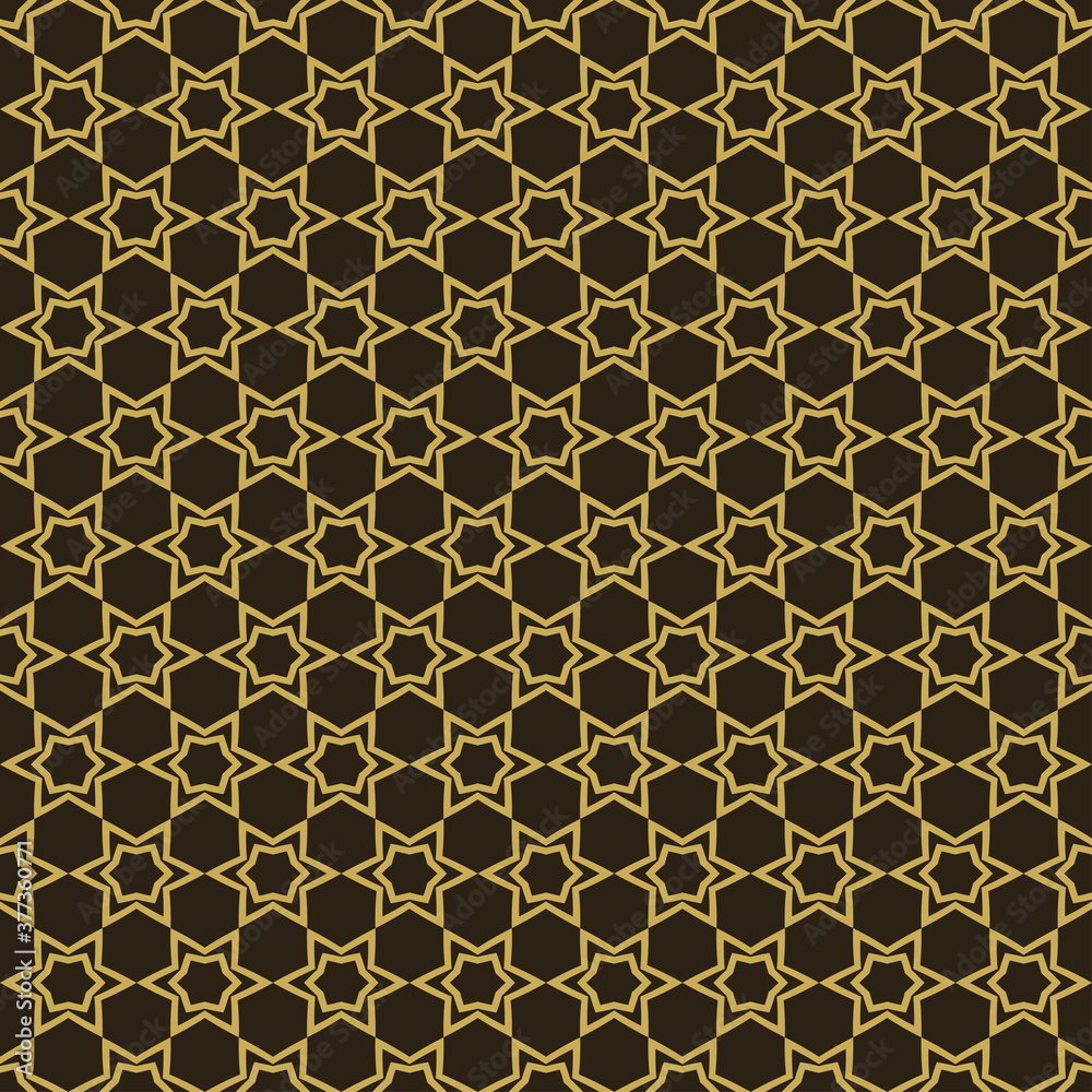 Geometric background, seamless ornate pattern. Gold on black. Wallpaper texture. Vector graphics Geometric background, seamless ornate pattern. Gold on black. Wallpaper texture. Vector graphics