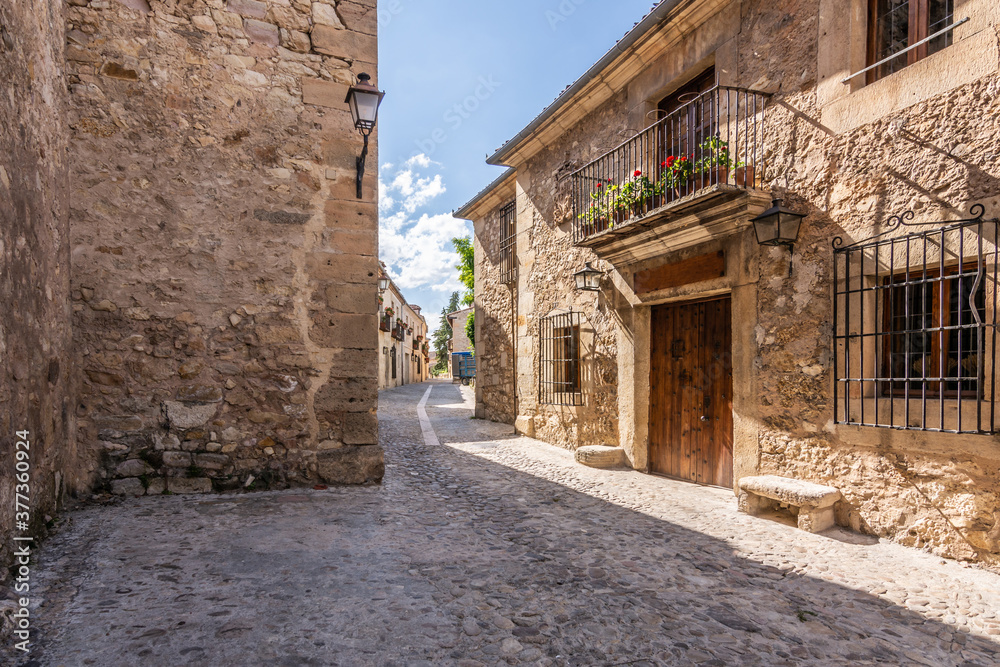 Streets of the medieval town of Pedraza in the province of Segovia (Spain)