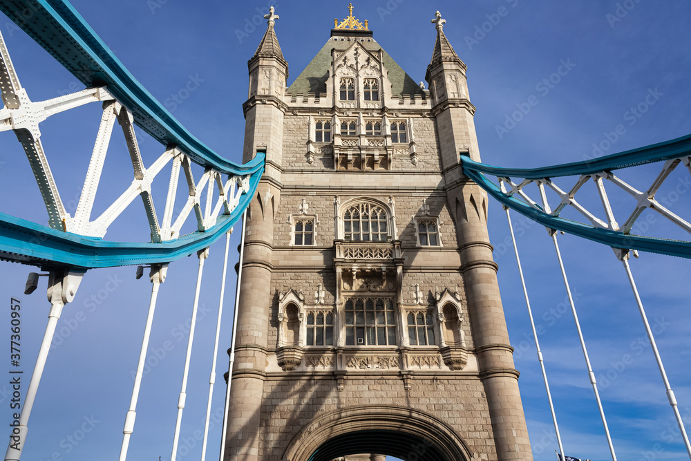 View of a turret of the Tower Bridge