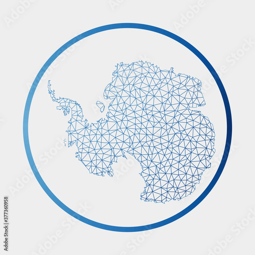 Antarctica icon. Network map of the continent. Round Antarctica sign with gradient ring. Technology, internet, network, telecommunication concept. Vector illustration.