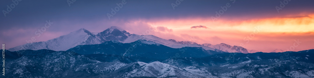 Sunset Panorama in the Rocky Mountains of Colorado 