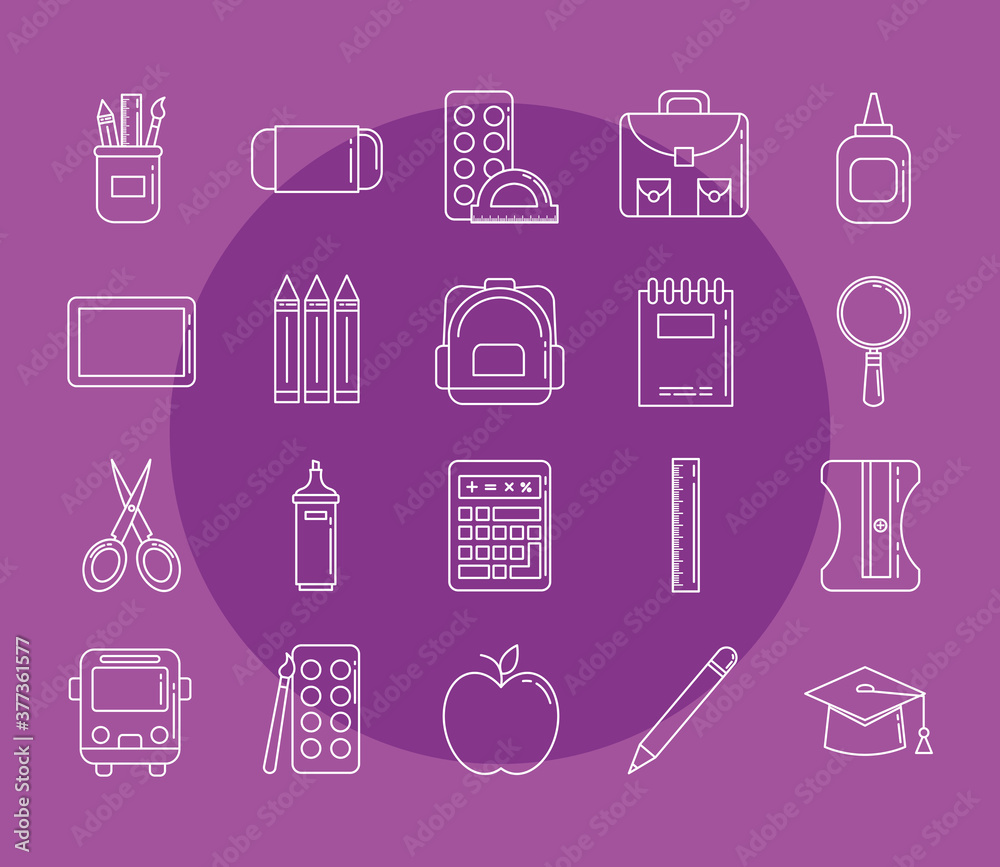 set icons of school education, line style vector illustration design set icons of school education, line style vector illustration design