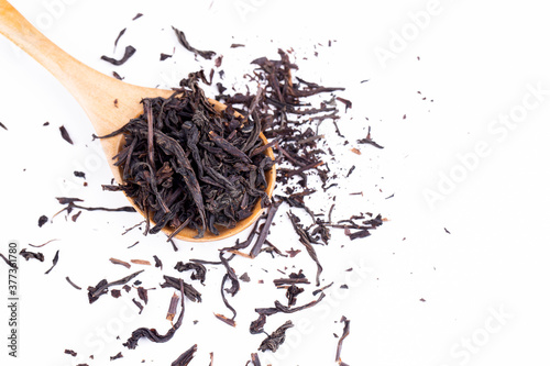 Heap of black tea leaves