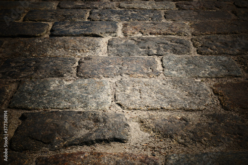 Outdoor stone road image in retro style