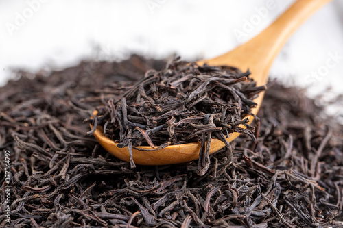 Heap of black tea leaves