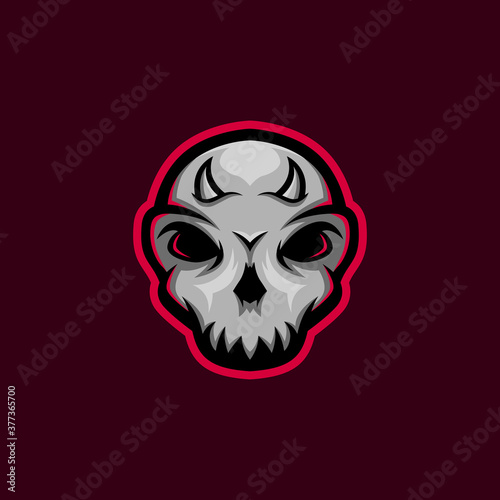 skull mascot logo with little horn. skull gaming mascot logo