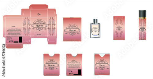 Packaging design, perfume luxury box design template and mock up box. Illustration vector.