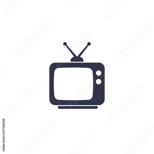 tv with antenna, old television icon on white
