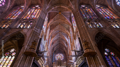 Santa María de León Cathedral, Leon city, Leon province, Castilla y Leon, Spain, Europe