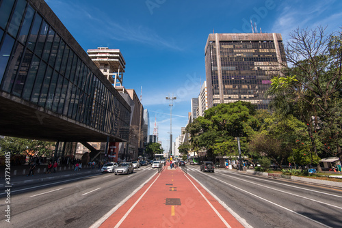 Fotótapéta Paulista Avenue is one of the most important financial centers of the city and is a popular place to visit among locals and city guests