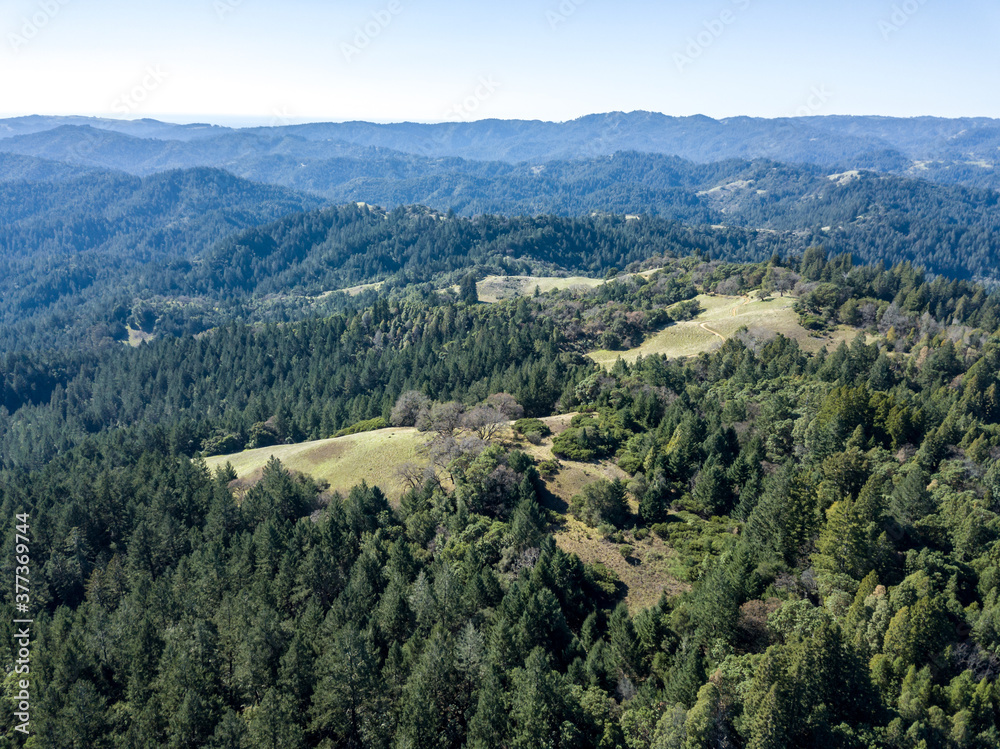 Overview I - Aerial view of Austin Creek State Recreation Area. Guerneville, California, USA