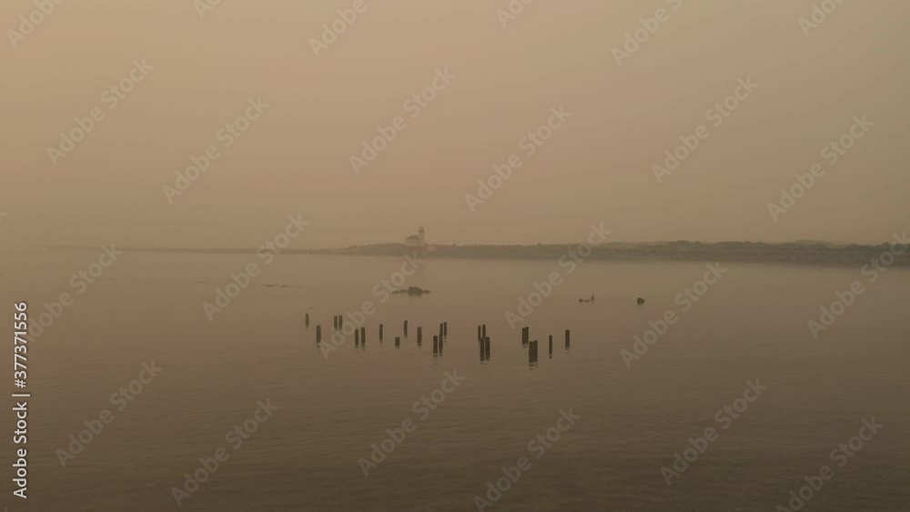 September 10, 2020, smoke and ash-filled brown air at Oregon coast from fires September 10, 2020, smoke and ash-filled brown air at Oregon coast from fires