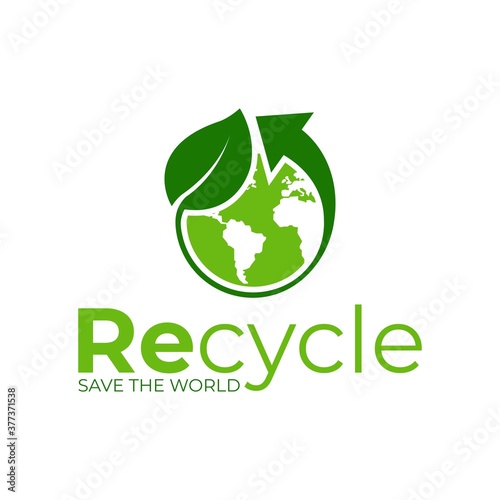 Recycle logo template, Save the world logo idea, Earth logotype, Sustainable earth logo, Ecology logo
