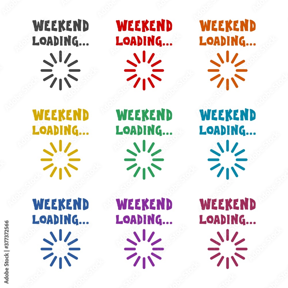 Loading Weekend icon, color set Loading Weekend icon, color set