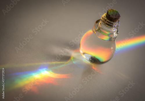 Принти на полотні Light Refracting a Rainbow Through a Glass Bottle