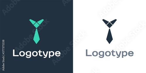 Logotype Tie icon isolated on white background. Necktie and neckcloth symbol. Logo design template element. Vector.